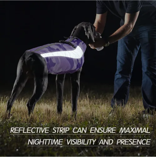 Miniatura 3 de FUAMEY Chaquetas de invierno para perros grandes, abrigo para perros con arnés incorporado, trajes de nieve impermeables para perros, cálido abrigo