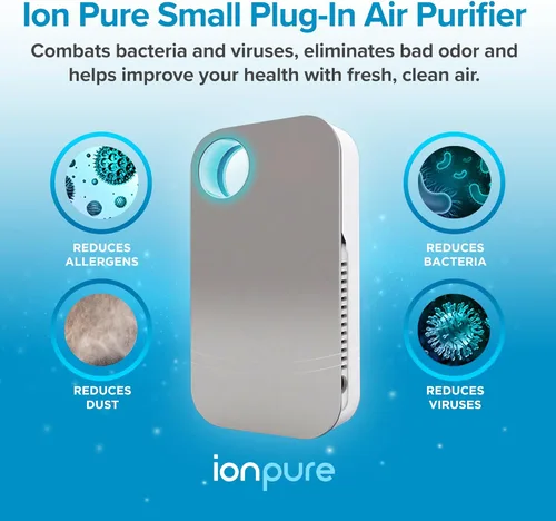 Miniatura 2 de Ion Pure - Purificador de aire enchufable para el hogar, tecnología de iones negativos para reducción de alérgenos y olores, sin filtro, compacto