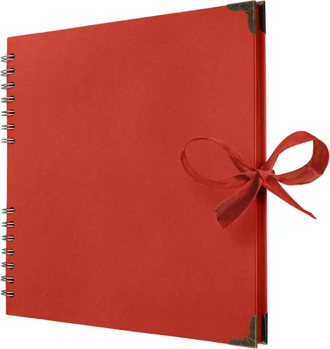 Miniatura 14 de Bstorify Álbum de recortes de 10 x 10 pulgadas, 70 páginas, protectores de esquina de papel kraft grueso azul, cierre de cinta, ideal para tus