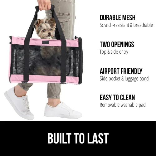 Miniatura 2 de GORILLA GRIP Transportadora de Viaje para Gatos de hasta 15 Libras, Transportadoras Suaves Plegables para Perros Pequeños, Malla Transpirable