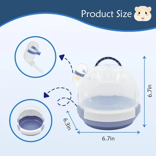 Miniatura 2 de Jaula transportadora para hámsters, jaulas portátiles para animales pequeños, estuche de viaje con botella de agua, plástico transpirable, jaula