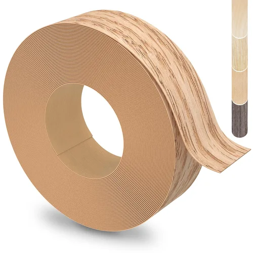 Miniatura 18 de Bandas de Borde de Abedul, rollo de 1 1/2 pulgadas x 10 pies de Bandas de Borde de Chapa - Pre-encoladas Flexibles, Cinta de Madera Real