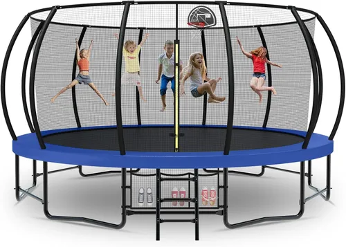 Miniatura 13 de Tatub - Grandes trampolines al aire libre de 10, 12, 14, 15 y 16 pies para niños y adultos, trampolines de calabaza recreativos al aire libre