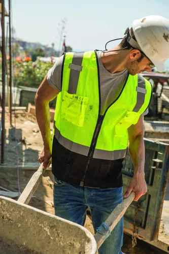 Miniatura 5 de Kishigo Unisex High Visibility Reflective Black Bottom Mesh Vest 1509, Zipper Closure, Polyester, ANSI 107 Type R/Class 2