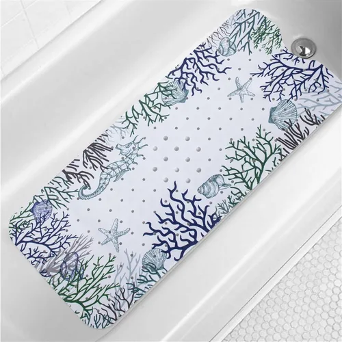 Miniatura 16 de Tapete de baño turquesa antideslizante de 40 x 16 pulgadas, extra largo, antideslizante, para bañera, tapete moderno de arte abstracto, tapete