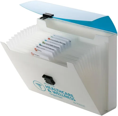 Miniatura 5 de Smead Organizador de salud y bienestar todo en uno, 13 bolsillos, tamaño carta, cierre de pestillo, blanco y verde azulado (92012) (paquete de 4)