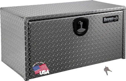 Miniatura 24 de Buyers Products 1705148 - Caja de camión de aluminio diamantado para debajo de la carrocería con pestillo de mango en T, 14 x 12 x 16 pulgadas