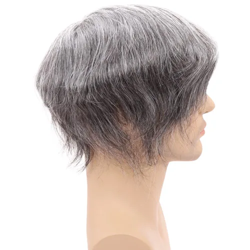 Miniatura 6 de Tupé de cabello humano europeo para hombres, suave encaje suizo completo, sistema de reemplazo de cabello, extensiones de cabello de 10 x 8 1B