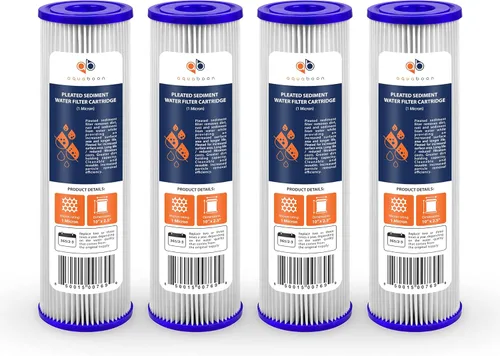 Aquaboon Filtro de agua plisado de 1 micrón, 10 x 2.5 pulgadas, cartucho de repuesto de filtro de sedimentos para toda la casa compatible con