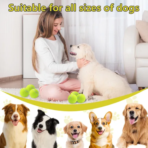Miniatura 7 de Swingers Pelotas de tenis chirriantes para perro, pelotas de tenis de entrenamiento de 2.5 pulgadas, pelota de ejercicio para mascotas y perros