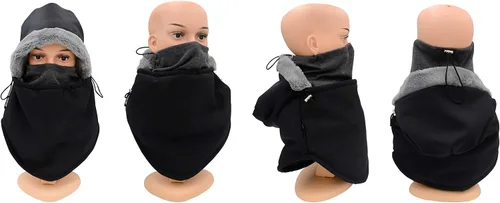 Miniatura 3 de Balaclava Ski Mask, Face Mask Winter Balaclavas Hoodie Bandana for Men Women,Waterproof Windproof Heavy Fleece Neck Warmer Hat Skiing Hunting Black
