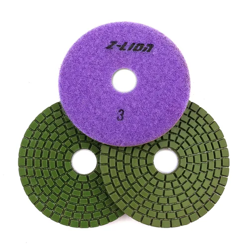Miniatura 7 de Z-Lion Dimoand - Almohadilla de pulido de 3 pasos, muela abrasiva abrasiva de 4 pulgadas para piedra de ingeniería de mármol de granito 3 piezas/lote