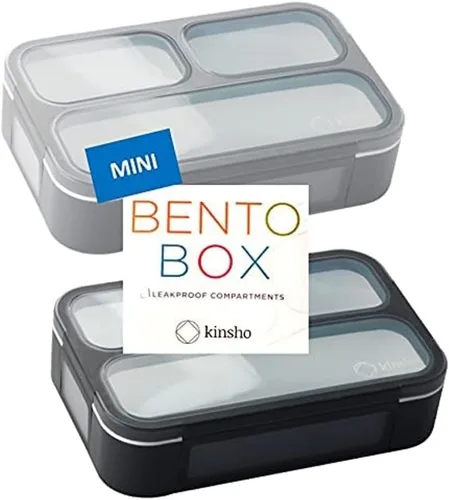 Miniatura 6 de Contenedores pequeños para aperitivos para niños pequeños, 3 compartimentos (juego de 3), cajas a prueba de fugas con tapas, mini lonchera Bento