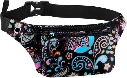 Miniatura 19 de Kamo Fanny Pack, Riñonera Mochila Impermeable Durable Poliéster Pequeño para el aire libre Ligero bolsa cruzada, bolso de día para Mujeres Hombres