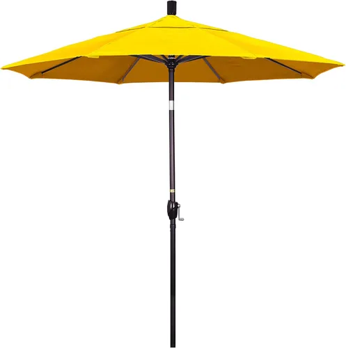 Miniatura 7 de California Umbrella Sombrilla redonda de aluminio de 7.5 pies, manivela elevadora, botón de inclinación, poste de bronce, Sunbrella Air Blue