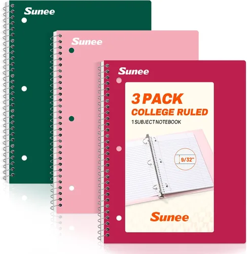 Miniatura 11 de SUNEE Spiral Notebook, 2-Subject, College Ruled Paper, 6" x 9-1/2", 80 Sheets, Spiral Notebooks for School, Black