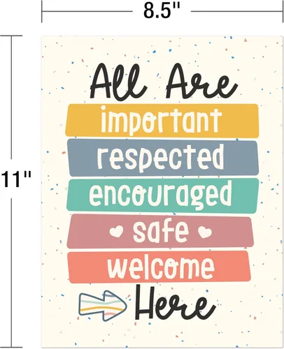 Miniatura 3 de Carson Dellosa Education We Belong - Pósteres de 12 piezas, arte de pared motivacional de 8.5 x 11 pulgadas con arco iris y afirmaciones positivas