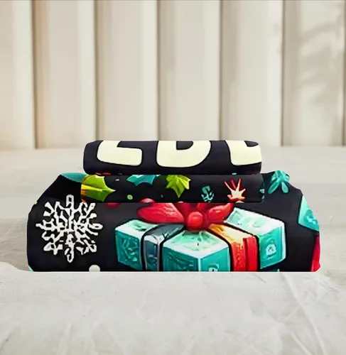 Miniatura 5 de Herside Juego de funda de edredón de Navidad, tamaño Queen, colorido patrón navideño impreso, bonita decoración navideña, microfibra suave, funda