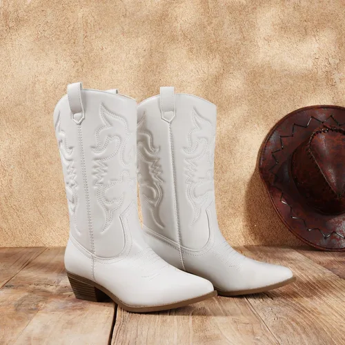 Miniatura 3 de DREAM PAIRS Botas vaqueras para mujer, botas vaqueras de media pantorrilla
