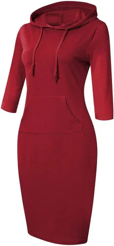 Miniatura 2 de Vestido MISSKY con capucha, bolsillos, estampado de rayas, hasta la rodilla, ajustado, informal, para mujer