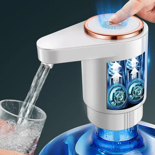 Miniatura 9 de Dispensador de agua para botella de 5 galones, bomba de agua eléctrica de doble salida de agua portátil con carga USB, bomba de jarra de agua Negro
