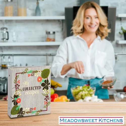 Miniatura 5 de Libro de cocina con tarjetas de recetas Meadowsweet Kitchens con diseño de flores vintage (revestido de tela)