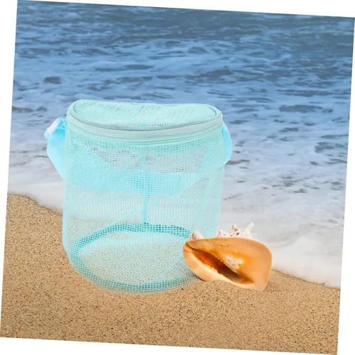 Miniatura 5 de Bolsa de playa para niños y niñas al aire libre, cubo de juguete de malla, organizador de almacenamiento de playa, guarda los juguetes en su lugar