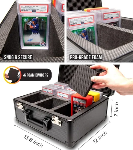 Miniatura 3 de SLAB ARMOR - Caja de almacenamiento de tarjetas graduadas de 3 filas, estuche de losa PSA para tarjetas graduadas con capacidad para más de 120 Negro