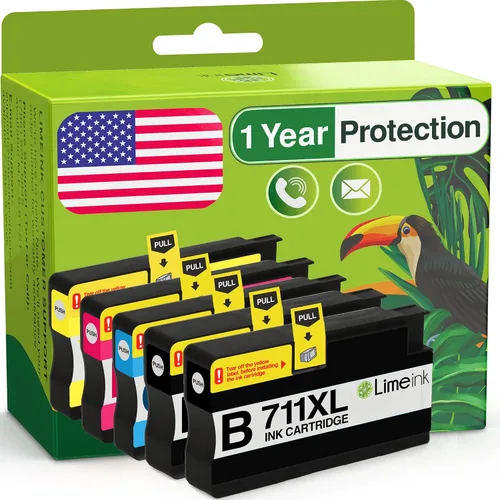 Limeink 5 cartuchos de tinta compatibles de repuesto para HP 711 Cartucho de tinta para HP T120 para Designjet T120 T520 711xl 711 XL magenta negro