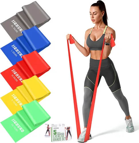 Miniatura 9 de 5 bandas de resistencia, bandas elásticas profesionales de ejercicio para fitness, yoga, pilates, estiramiento, entrenamiento de fuerza, bandas