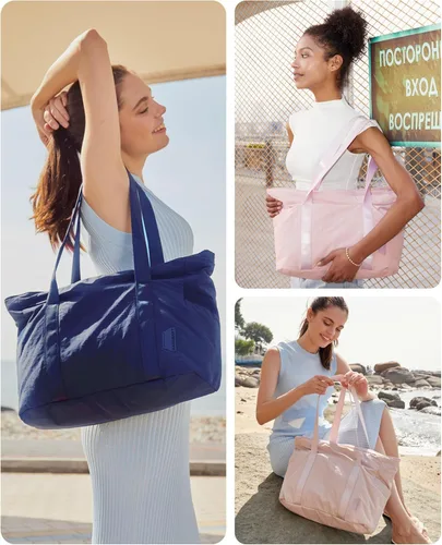 Miniatura 60 de BAGSMART Bolsa de mano para mujer con cremallera, bolsa de gimnasio con compartimentos, bolsa de trabajo para enfermera, baile, bolsa de yoga