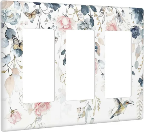 Miniatura 19 de Decorative Outlet Covers Blue Background White Cat Daisy Floral 2-Gang 1-Gang Wall Plate Single Toggle/Rocker Farmhouse Style Light Switch Covers