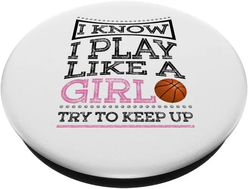 Miniatura 2 de I Know I jugar como una niña Trate de mantener Up – baloncesto regalo – popsockets agarre y soporte para teléfonos y tabletas, Negro