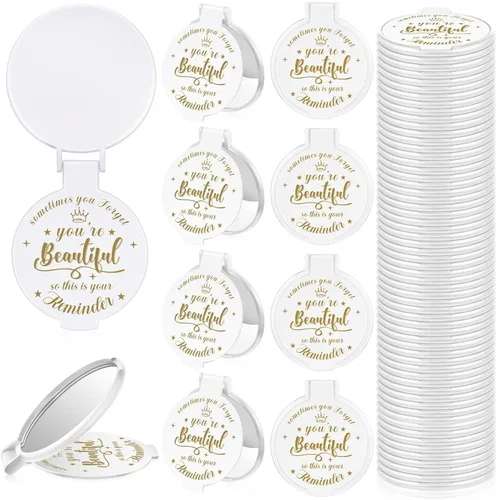 Miniatura 20 de 100 piezas de espejo compacto inspirador de 2.76 pulgadas a granel para mujeres, pequeños regalos de graduación, día de la madre, fiesta, bolso
