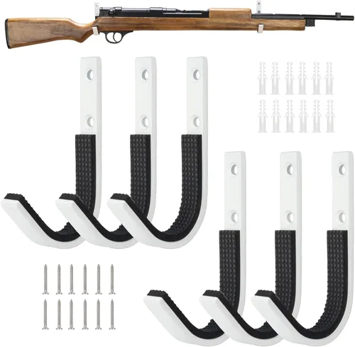 Miniatura 16 de Perchero de almacenamiento para rifles de montaje en pared, ganchos de escopeta horizontales de metal para almacenar escopetas, rifles, arco de tiro