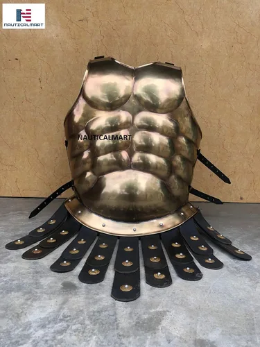 Miniatura 4 de Muscle Armor Cuirass 300 - Disfraz de rey espartano Leónidas, casco medieval romano griego para Halloween