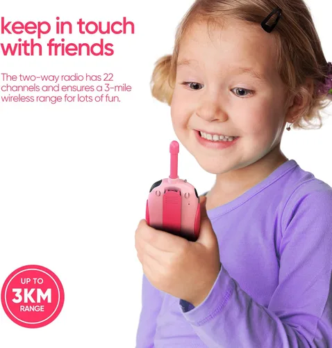 Miniatura 5 de HPROMOT Walkie Talkies para niños recargables, juguetes para niños de 3 a 12 años, niños y niñas, paquete de 2 unidades de radios de dos vías