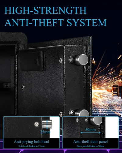 Miniatura 2 de TIGERKING - Caja de seguridad digital con luz LED, caja de seguridad pequeña para dinero con estante removible, caja de seguridad para dinero