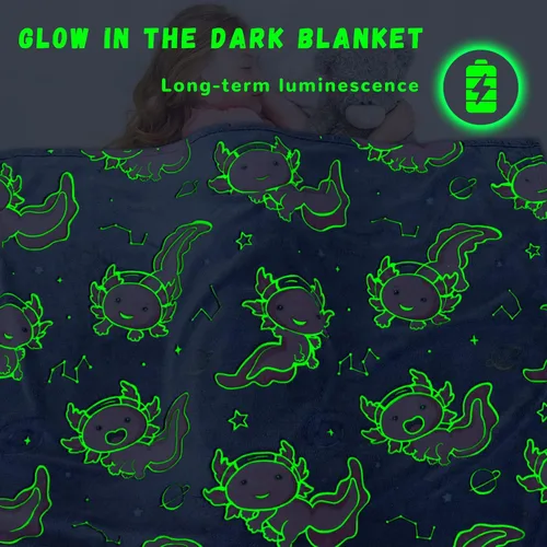 Miniatura 4 de GEULAY Axolotl - Manta de tamaño individual para cama y sofá, manta de ajolote que brilla en la oscuridad, regalos para niñas, manta de forro polar