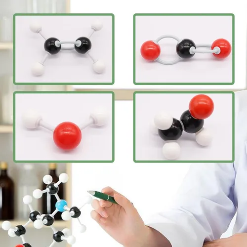 Miniatura 5 de 303 kits de medición de modelo molecular de química orgánica, kit de modelos moleculares con 122 átomos, 180 enlaces, 1 herramienta de eliminación