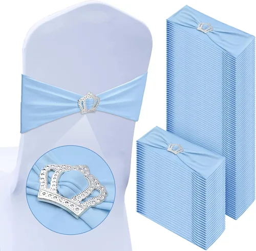 Miniatura 19 de VitalCozy 100 piezas de cintas elásticas de elastano para sillas con hebilla deslizante en forma de corona, bandas elásticas para sillas, lazos