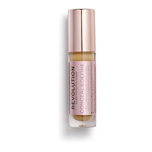 Makeup Revolution Oculta y define el corrector, cobertura completa y acabado mate, C12.2 para tonos de piel medianos/bronceados, vegano y libre de