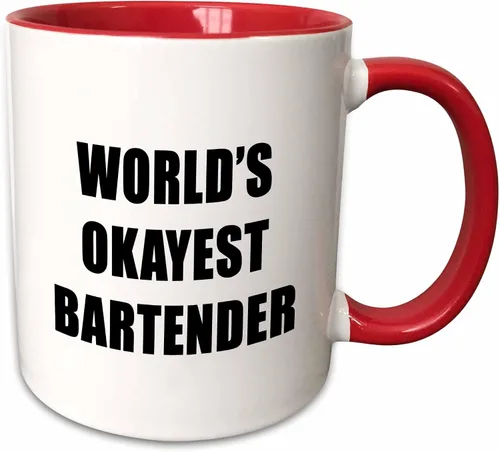 Miniatura 9 de 3dRose WORLDS OKAYEST BARTENDER - Taza de dos tonos (15 onzas), color negro