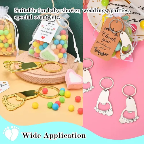 Miniatura 6 de 50 piezas personalizadas para baby shower, abrebotellas, llaveros de huellas, recuerdos de baby shower, regalos de devolución para invitados, vienen