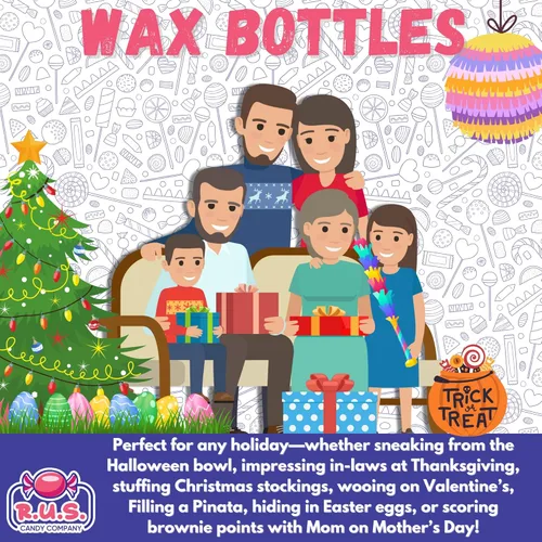 Miniatura 8 de Dulces de cera de botella estilo antiguo – Paquete al por mayor de 1 libra – 5 sabores afrutados