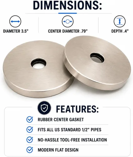 Corla Moderno plato de escudo de 3.5 pulgadas extra grande | Brida de brazo de ducha, cubierta de repuesto universal redonda de 3 1/2 pulgadas