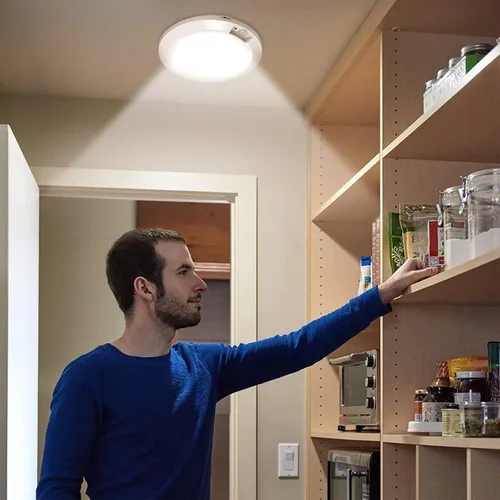 Miniatura 8 de Luces LED de armario con sensor de movimiento para interiores, funciona con pilas, 210LM 6000K, blanco frío para lavandería, escalera, pasillo
