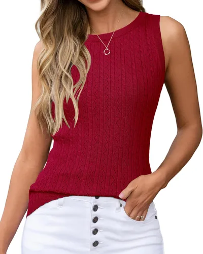 Miniatura 13 de Arach&Cloz Suéteres de mezcla de lana para mujer, no se transparentan, sin mangas, para todas las estaciones, para negocios, informal, 2025