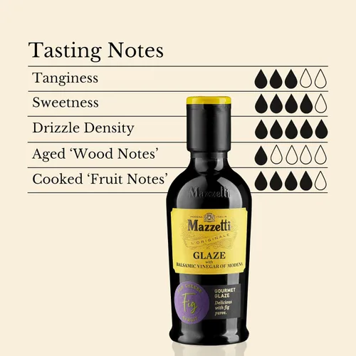 Miniatura 4 de Mazzetti Vinagre balsámico de Fig Glaze de Modena PGI, 7.3 onzas líquidas, versátil, grueso y rico, perfecto para rociar, queso y frutas, fabricado