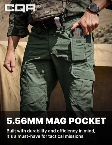 Miniatura 6 de CQR - Pantalones tácticos tipo cargo para hombre, tejido ripstop, resistentes al agua, ligeros, para uso diario, trabajo, senderismo o exteriores